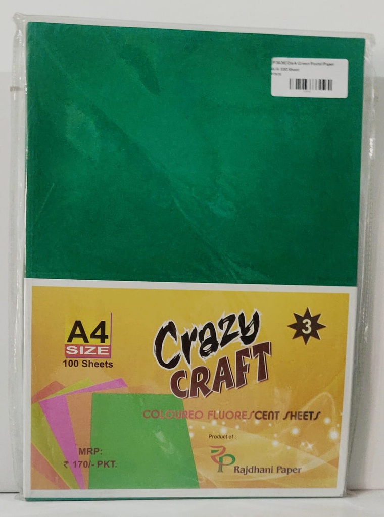 INC Fluorescent Paper Green A4 80 Gsm Pack Of 100 (B120)