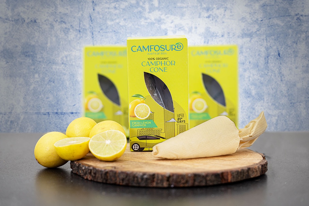 Camfosure Fresh Lemon Camphor Cone (Air Freshener & Mosquito Repellent)