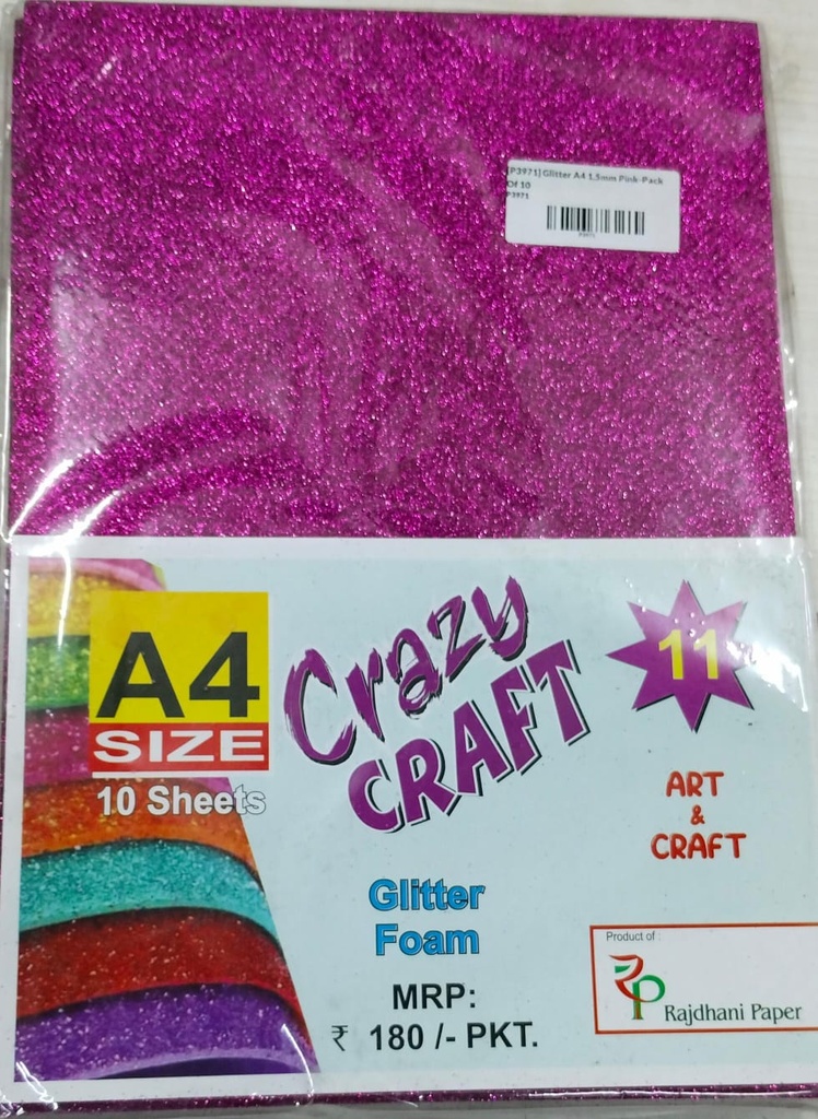Glitter Foam A4 Pink-Pack Of 10