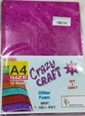Glitter Foam A4 Pink-Pack Of 10