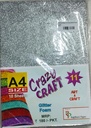 Glitter Foam Sheet A4 Silver 1.75mm Pack Of 10 (B200)
