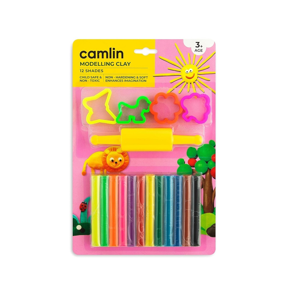Camlin Modelling Clay Assorted 12 Shades 200gm (B10)