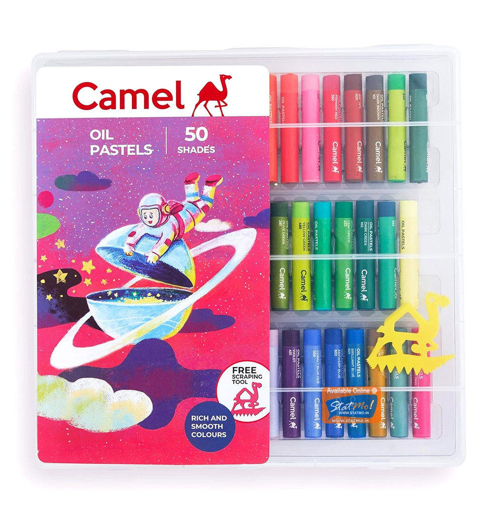 Camel Oil Pastels 50 Shades with Reusable Plastic Box