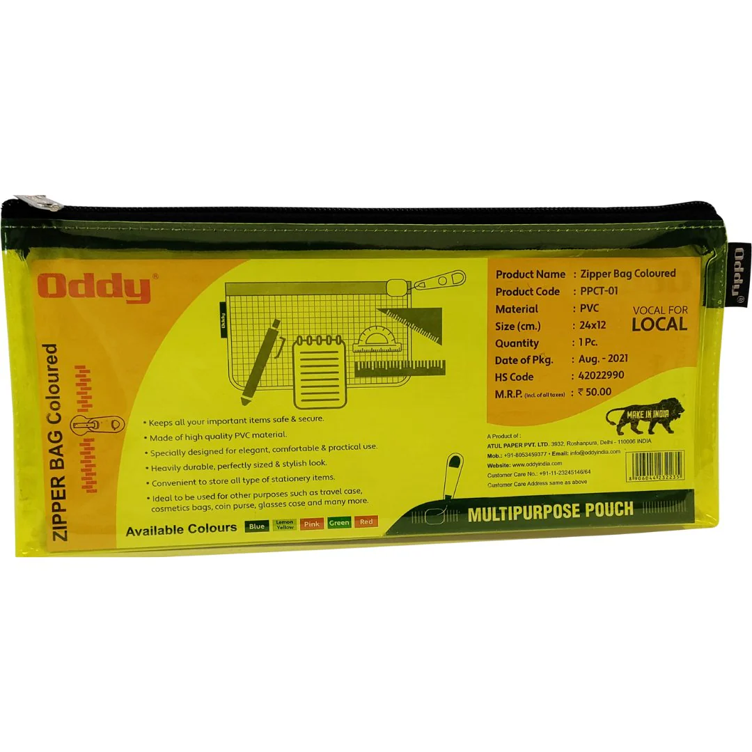 Oddy Colour Transparent Zipper Pencil Pouch (PPCT-01)