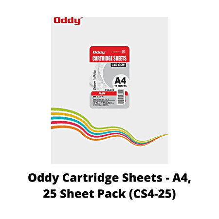 Oddy Cartridge Sheet Plain Snow White A4 140 Gsm-Pack of 25 (B90)