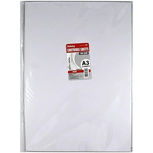 Oddy Cartridge Sheet Plain Snow White A3 140 Gsm-Pack of 25 (B45)