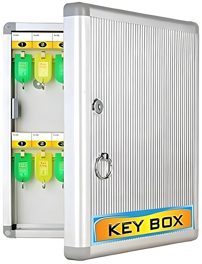 Kebica Aluminium Wall Hanging Key Box (24 Key Slots) 12.5x8.25x2.5 Inch (No.1024)