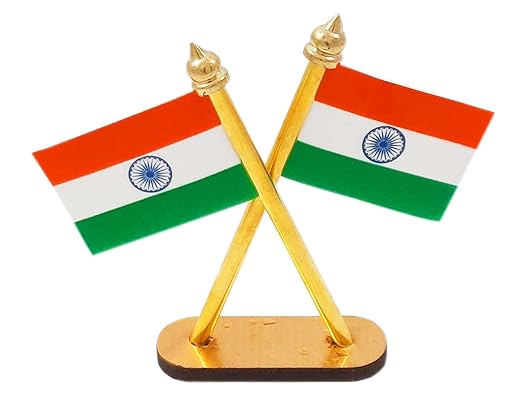 Kebica Cross Double Sided Indian Flag Brass Metal Rod 6 Inch-Pack Of 2XXX
