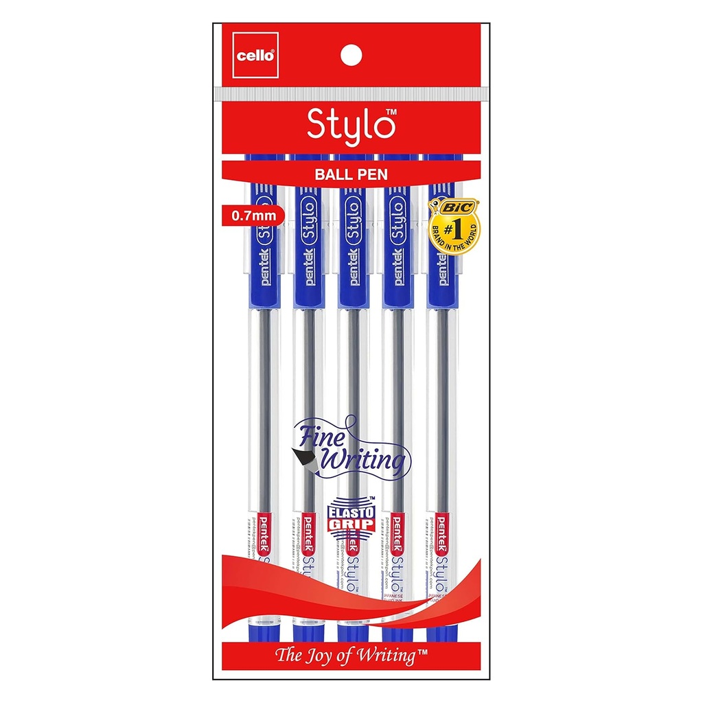 Cello Stylo Ball Pen Blue 0.7mm-Pack Of 5
