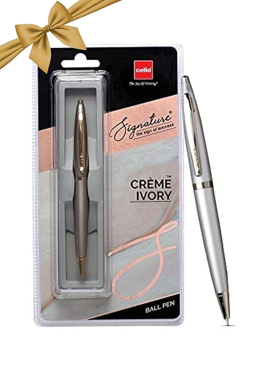 Cello Signature Creme Ivory Ball Pen Blue 0.7mm (B10)