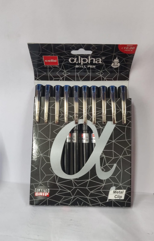 Cello Alpha Ball Pen Blue 0.7mm-Pack Of 10