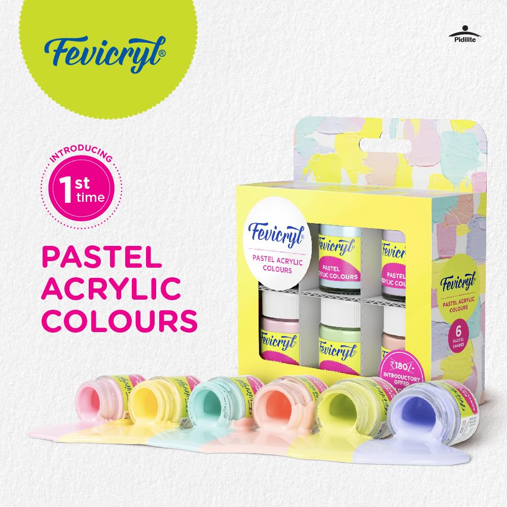 Pidilite Fevicryl Pastel Acrylic Colours Kit 6 Shades (B20)