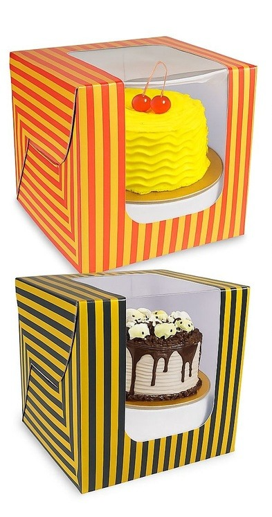Premium Large Window Cake Box & Pastry Box 8x8x8 Highted Box-Pack Of 25