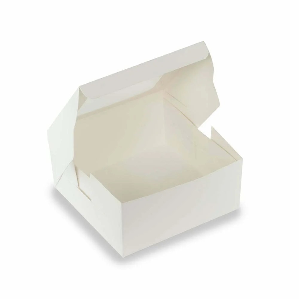 Cake Box / 4 Pastry Box 6x6x3.5 Duplex White-Pack Of 100