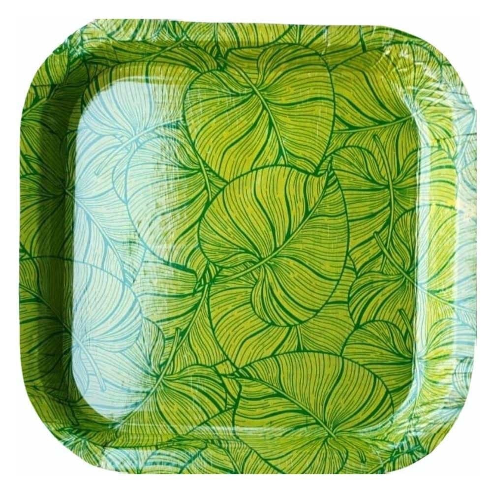 Paper Plates Square Green Leaf 6x6-Pack Of 25