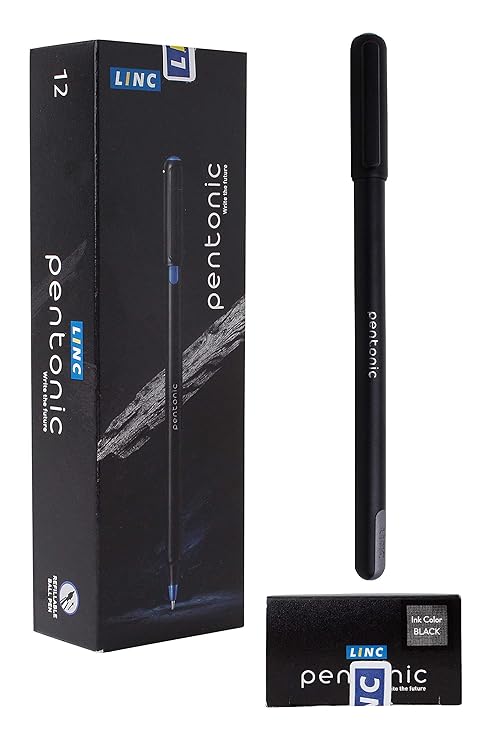 Pentonic Ball Pen Black Colour 0.7mm Refillable-Pack Of 10