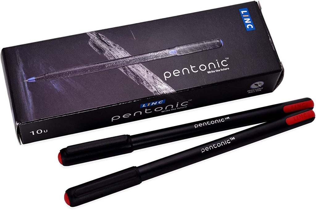 Pentonic Ball Pen Red Colour 0.7mm Refillable-Pack Of 10