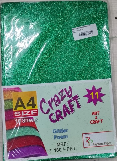 [P3967] Glitter Foam A4 Green-Pack Of 10