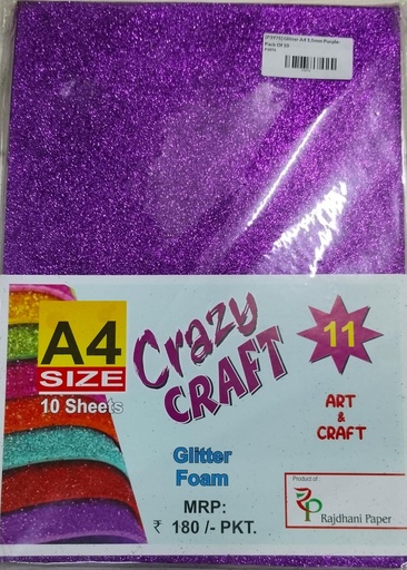 [P3975] Glitter Foam A4 Purple-Pack Of 10