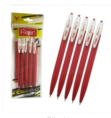 [P3344] Flair Ezee Click Ball Pen Red-Pack Of 5