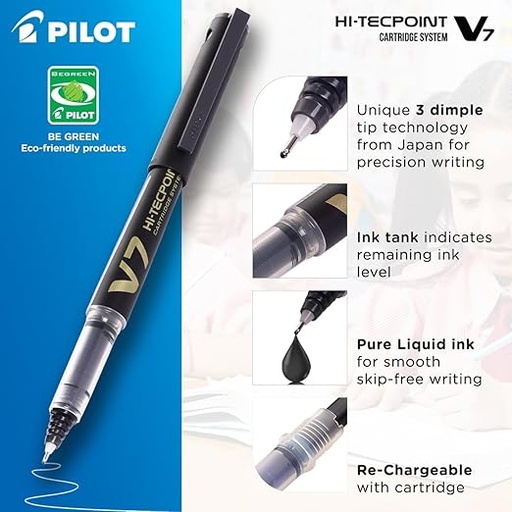 [P5302] Pilot Pen Hi-techpoint V7 0.7mm Black Refillable Cartridge (B12)