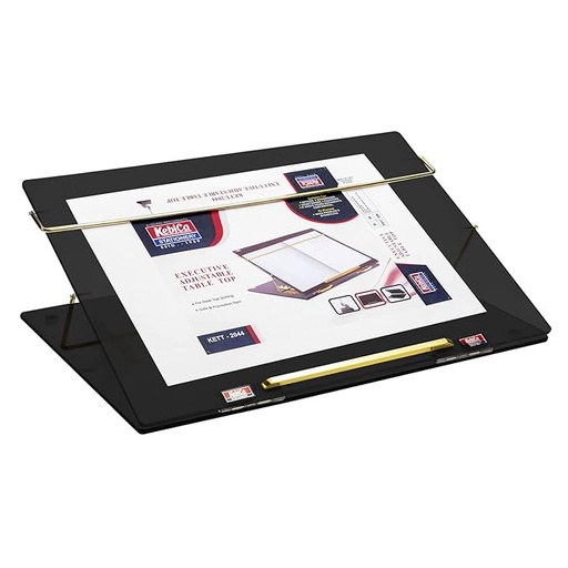 [P5400] Kebica Desk Elevator Adjustable Table Top With Golden Metal Base 15x21 Inch 8mm Brass