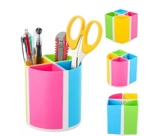 [P5468] Kebica Rainbow Colour Pen Stand Detachable With 4 Comparments (T-2101R)