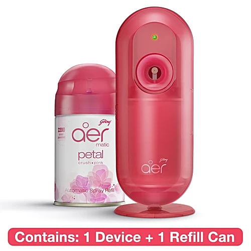 [P5594] Godrej Aer Matic Combo Kit (Machine+1 Refill) Petal Crush Pink