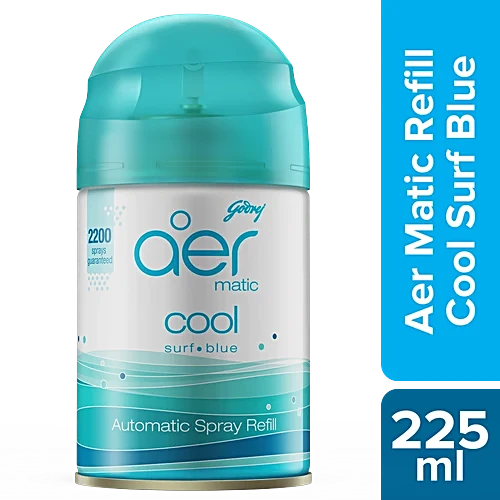[P5602] Godrej Aer Matic Spray Refill, Cool Surf Blue 225ml/134g (B18)