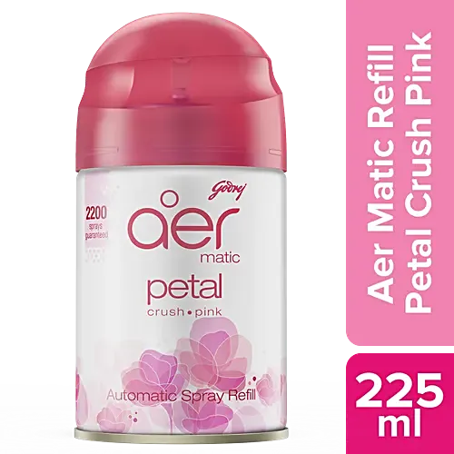 [P5604] Godrej Aer Matic Spray Refill, Petal Crush Pink 225ml/134g (B18)