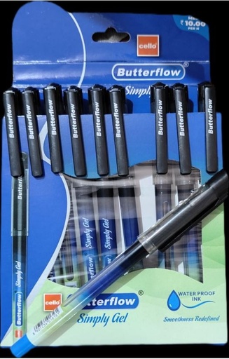 [P5822] Cello Butterflow Simply Ball Pen Black 0.7mm-Pack Of 10