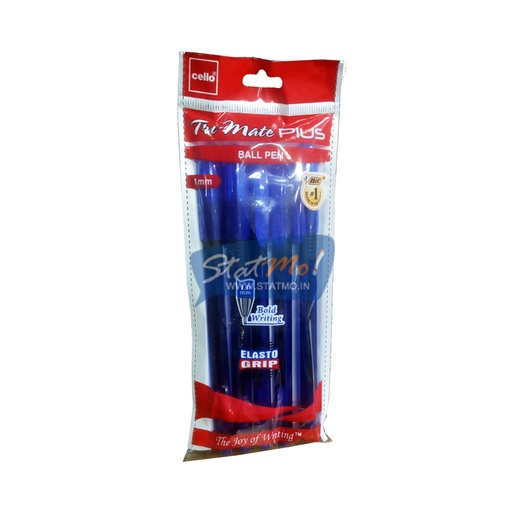 [P5817] Cello Tri-mate Plus Ball Pen Blue 1mm-Pack Of 5 (B40)