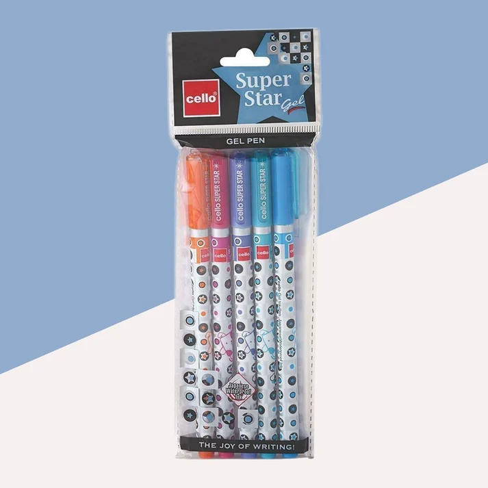 [P5808] Cello Super Star Gel Pen Blue 0.6mm-Pack Of 5