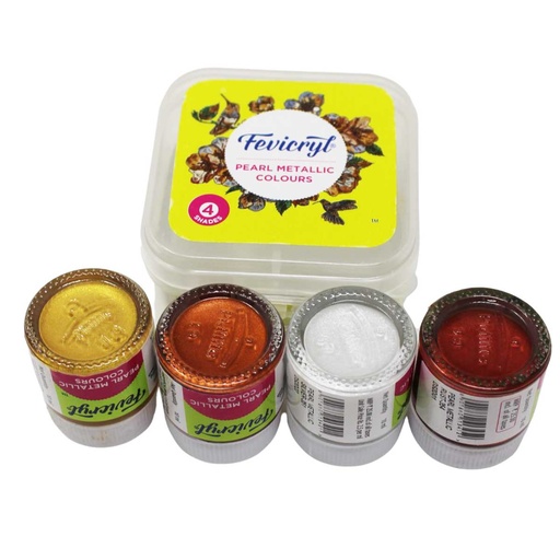 [P3052] Pidilite Fevicryl Pearl Metallic Acrylic Colours Kit 4 Shades (B60)