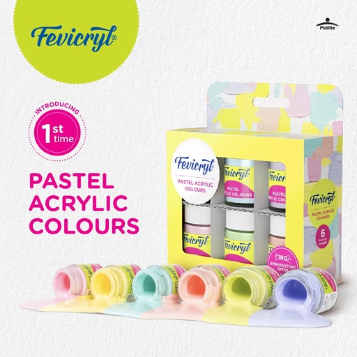 [P3056] Pidilite Fevicryl Pastel Acrylic Colours Kit 6 Shades (B20)