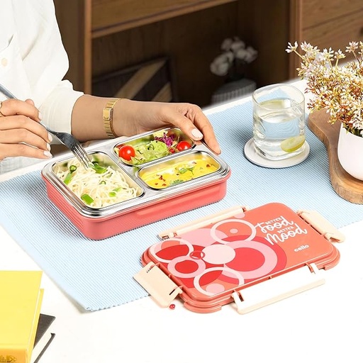 [P6064] Cello Zoom-3 Insulated Lunch Box with Stainless Steel Inner (B32)