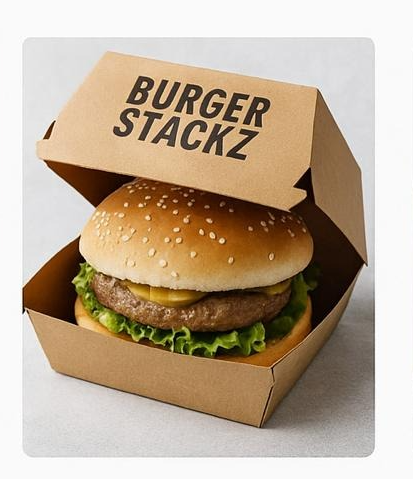 [P6270] Burger Box 5x5x3 Multi Printed-Pack Of 100