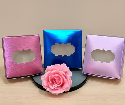 [P6324] Sweet Box Window 4x4x2 (250gm Mithai) Multi Metalic Colour-Pack Of 100