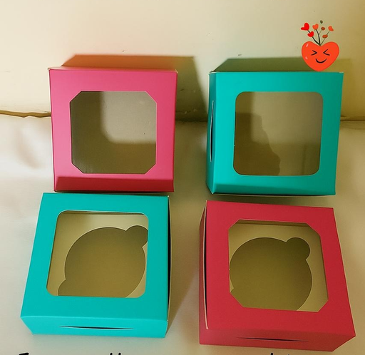 [P6328] Sweet Box Window 4x4x2 (250gm Mithai) Pastel Colour-Pack Of 100