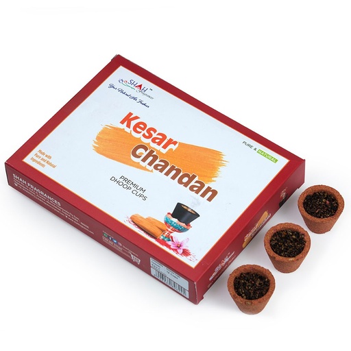 [P5021] Kesar Chandan Premium Dhoop Cups-Pack Of 12