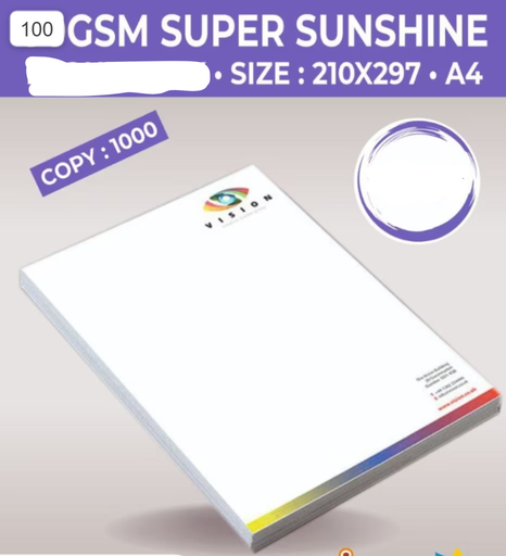 [P6498] A4 Letterhead Sunshine 100 Gsm Single Side 1000 Pcs
