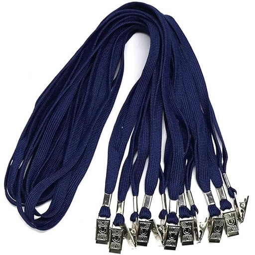[P3322] ID Card Flat Lanyard 14mm Navy Blue Colour / I Card Dori-Pack Of 100