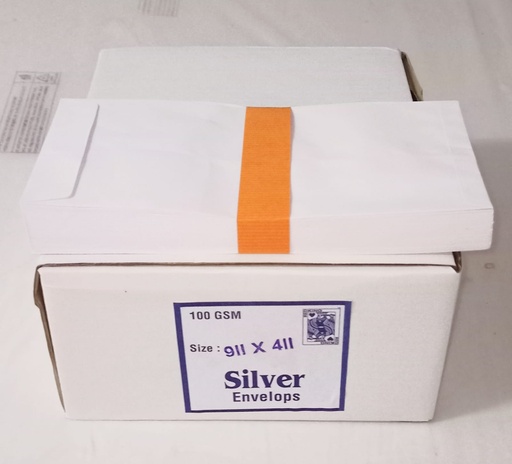 [P2032] 9.5x4.25 Silver Envelopes 100 Gsm-Pack of 100
