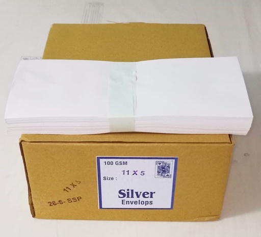 [P2034] 11x4.75 Silver Envelopes 100 Gsm-Pack of 100