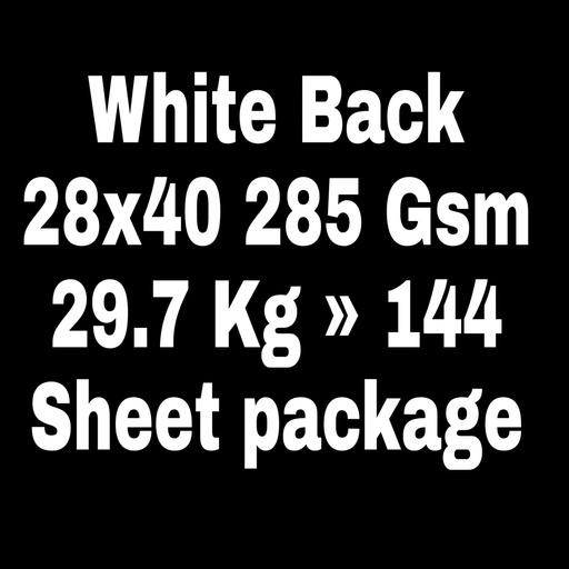 [P2358] White Back 28x40 285 Gsm 29.7 Kg