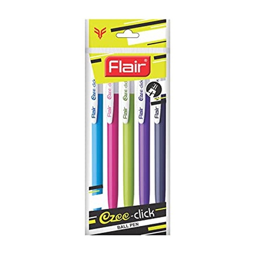 [P3342] Flair Ezee Click Ball Pen Blue-Pack Of 5