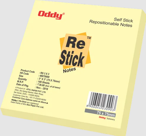 [P3396] Oddy Sticky Notes 3x3 Yellow (B80)