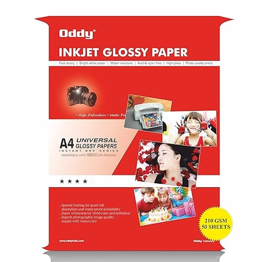 [P4410] Oddy Photo Glossy Paper A4 210 Gsm-Pack Of 50