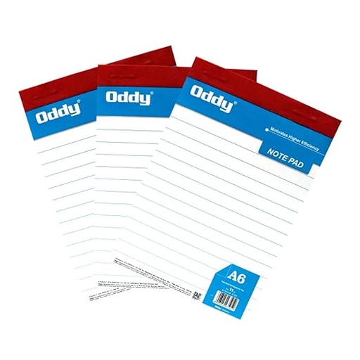 [P4650] Oddy Writing Pad A6 80 Pages 1/16 Rulled Paper-Pack Of 5 (B38)