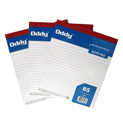 [P4656] Oddy Writing Pad B5 80 Pages 1/6 Ruled Paper-Pack Of 5 (B14)